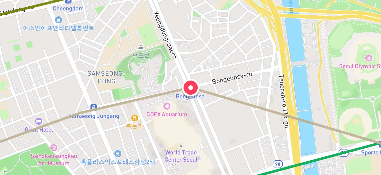 Map of Bongeunsa Station and the surrounding streets