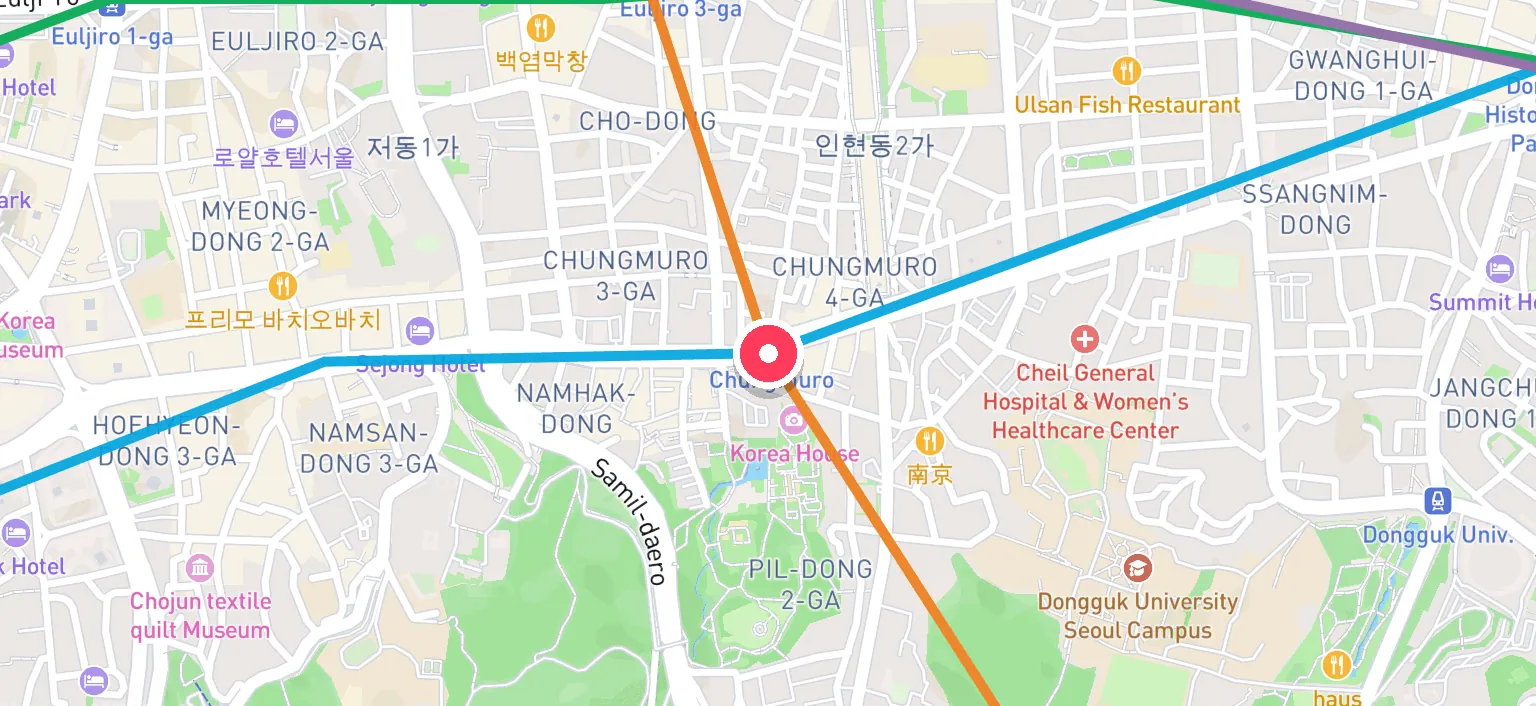 Map of Chungmuro Station and the surrounding streets