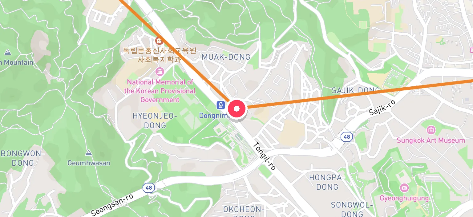 Map of Dongnimmun Station and the surrounding streets
