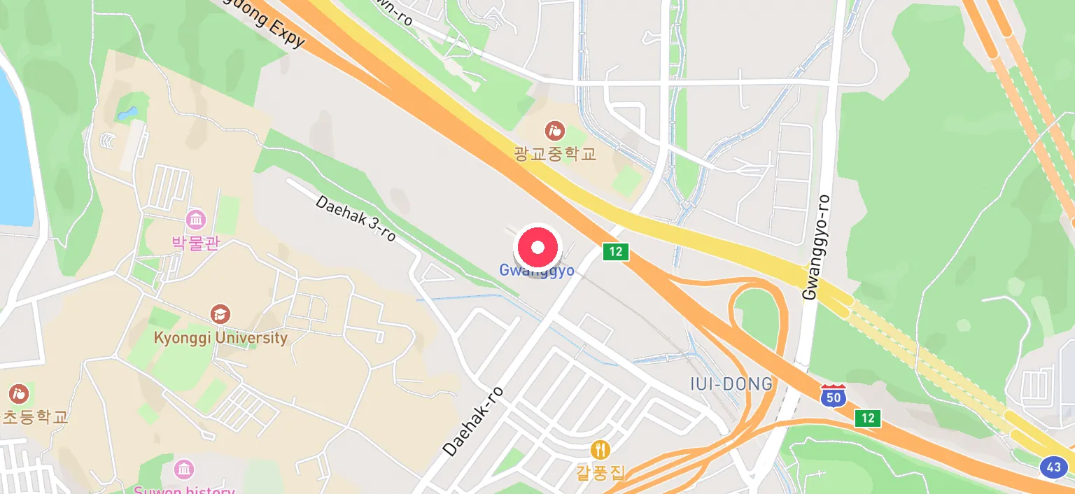 Map of Gwanggyo Station and the surrounding streets