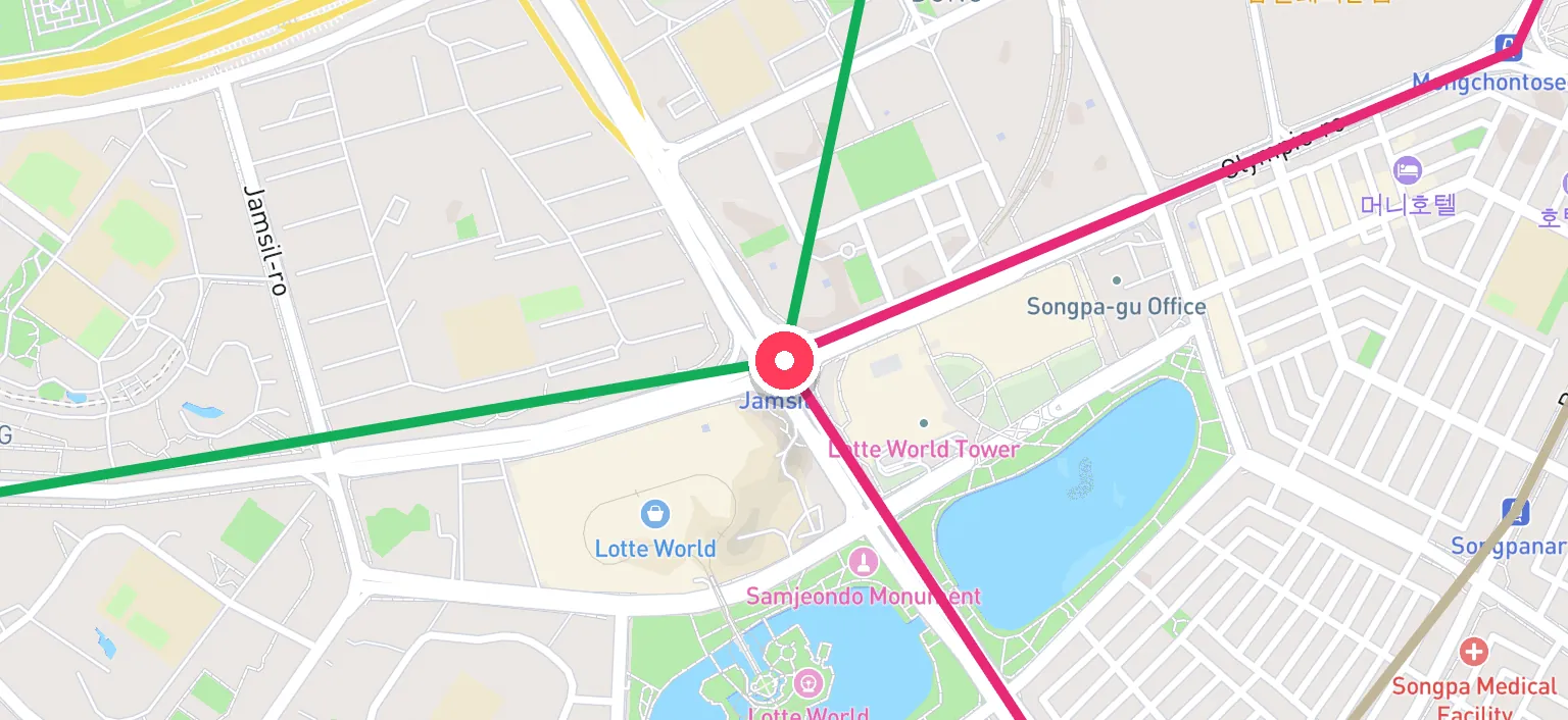 Map of Jamsil Station and the surrounding streets