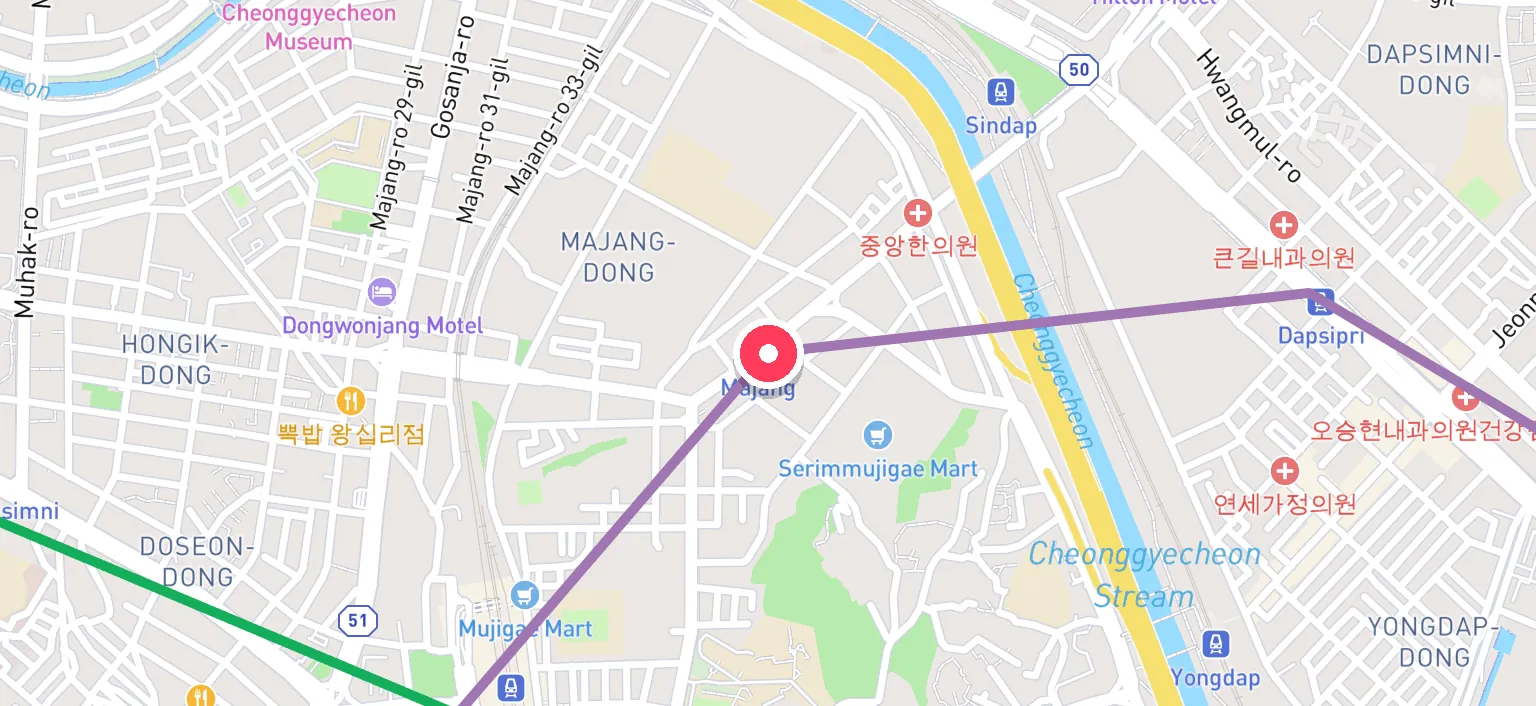 Map of Majang Station and the surrounding streets