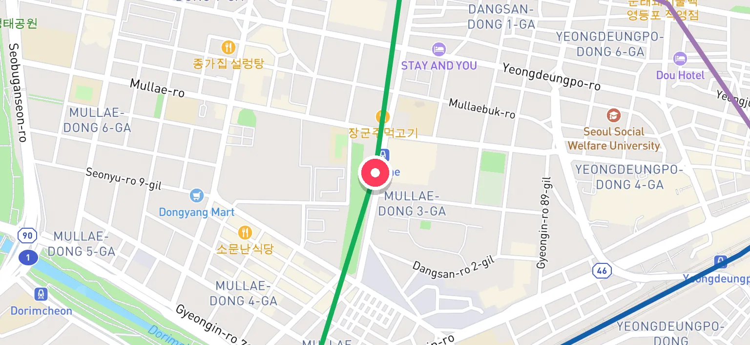 Map of Mullae Station and the surrounding streets