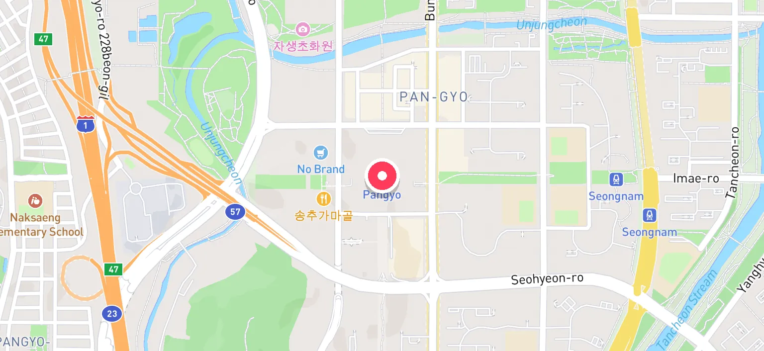 Map of Pangyo Station and the surrounding streets