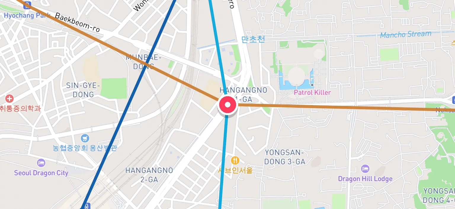 Map of Samgakji Station and the surrounding streets