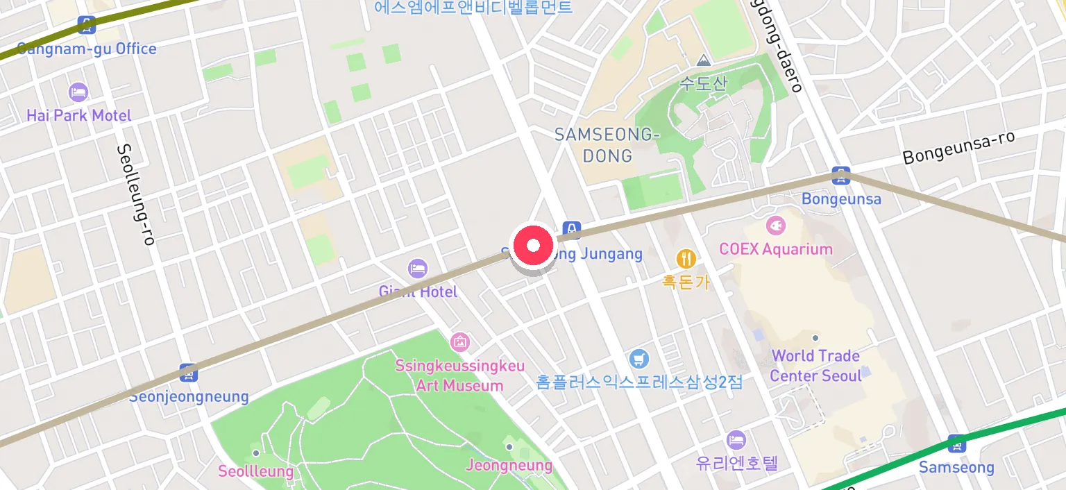 Map of Samseong Jungang Station and the surrounding streets