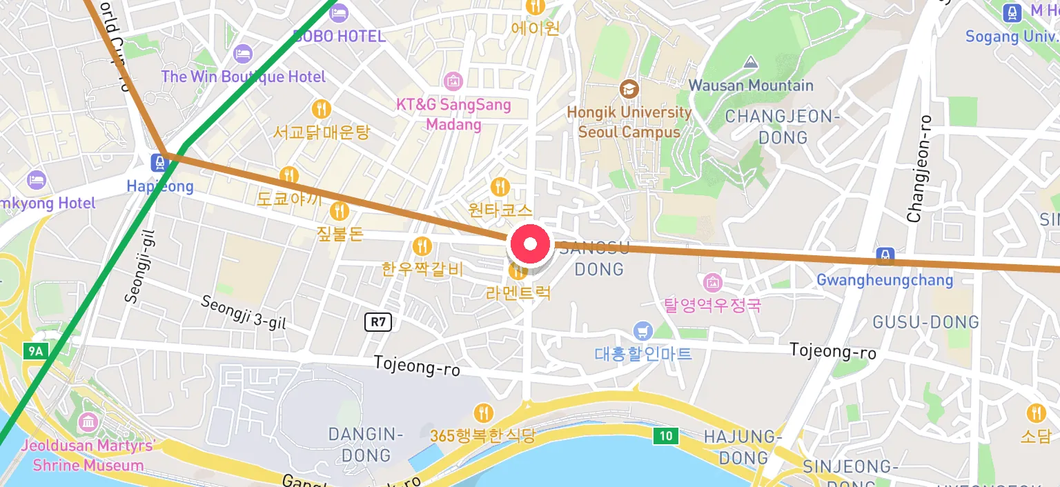 Map of Sangsu Station and the surrounding streets