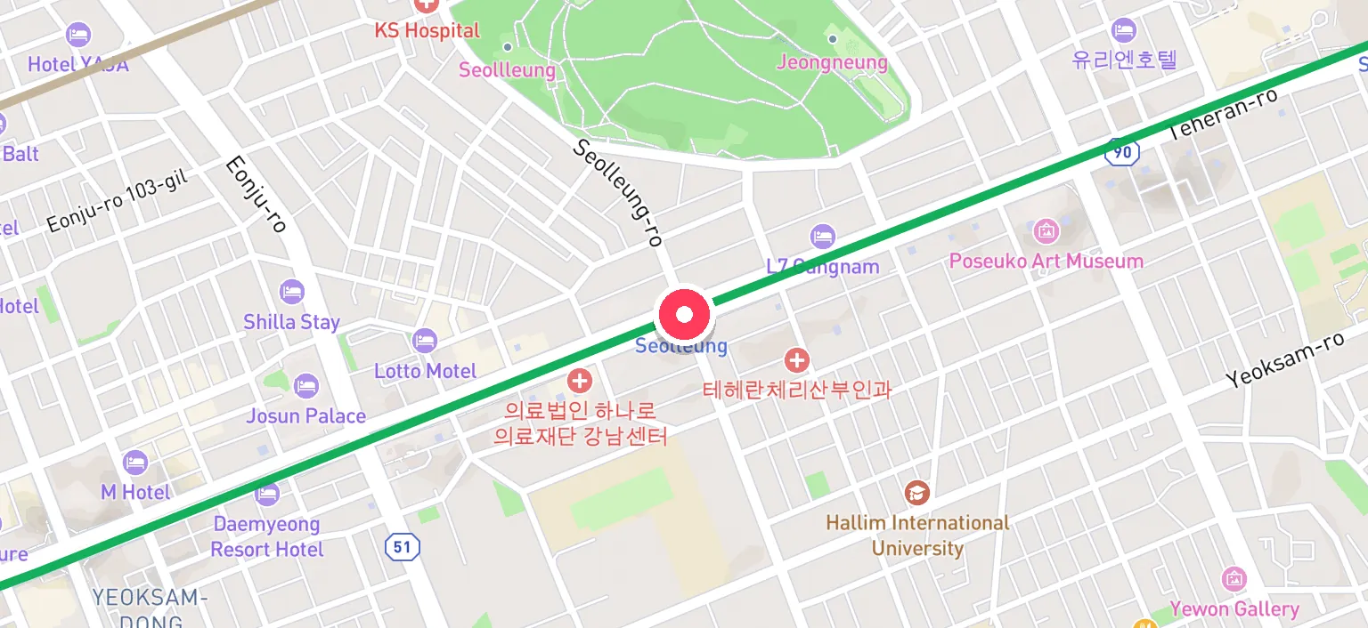 Map of Seolleung Station and the surrounding streets