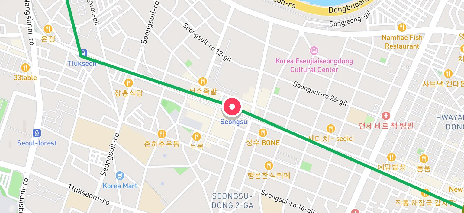 Map of Seongsu Station and the surrounding streets