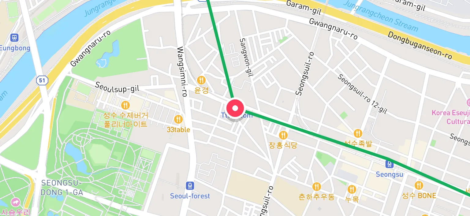 Map of Ttukseom Station and the surrounding streets