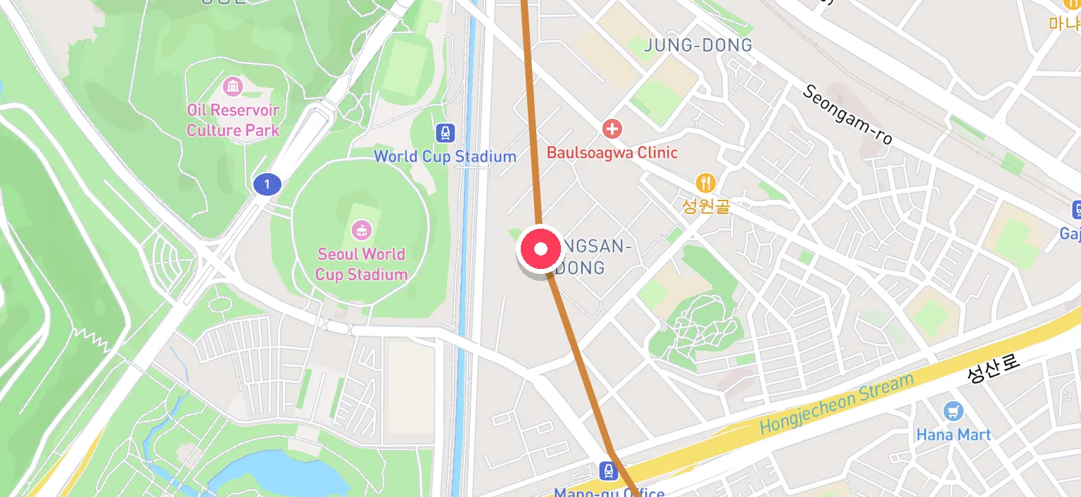 Map of World Cup Stadium Station and the surrounding streets