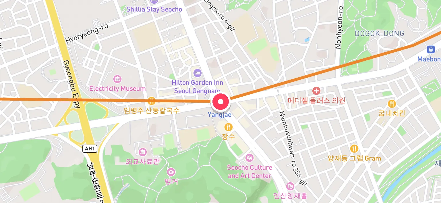 Map of Yangjae Station and the surrounding streets