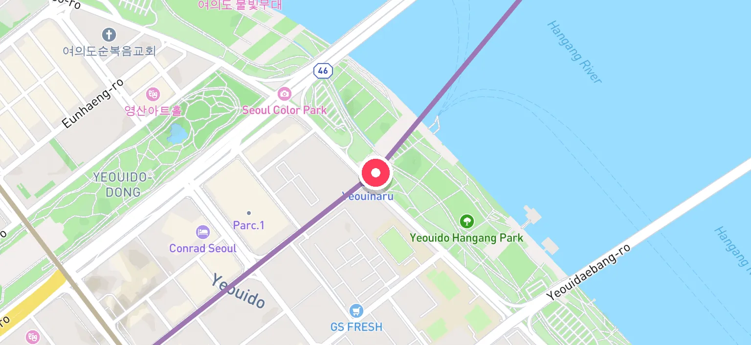 Map of Yeouinaru Station and the surrounding streets