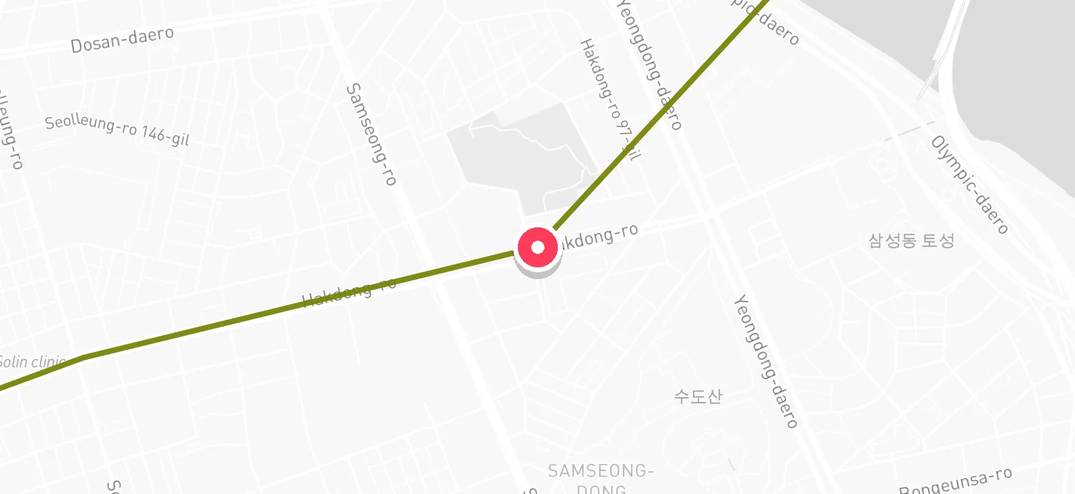Map of Cheongdam Station and the surrounding streets