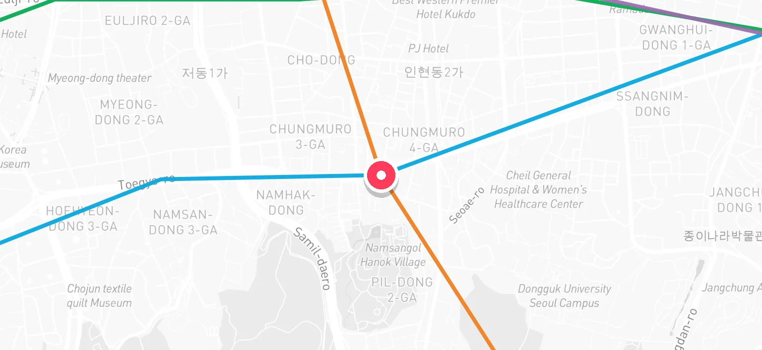 Map of Chungmuro Station and the surrounding streets