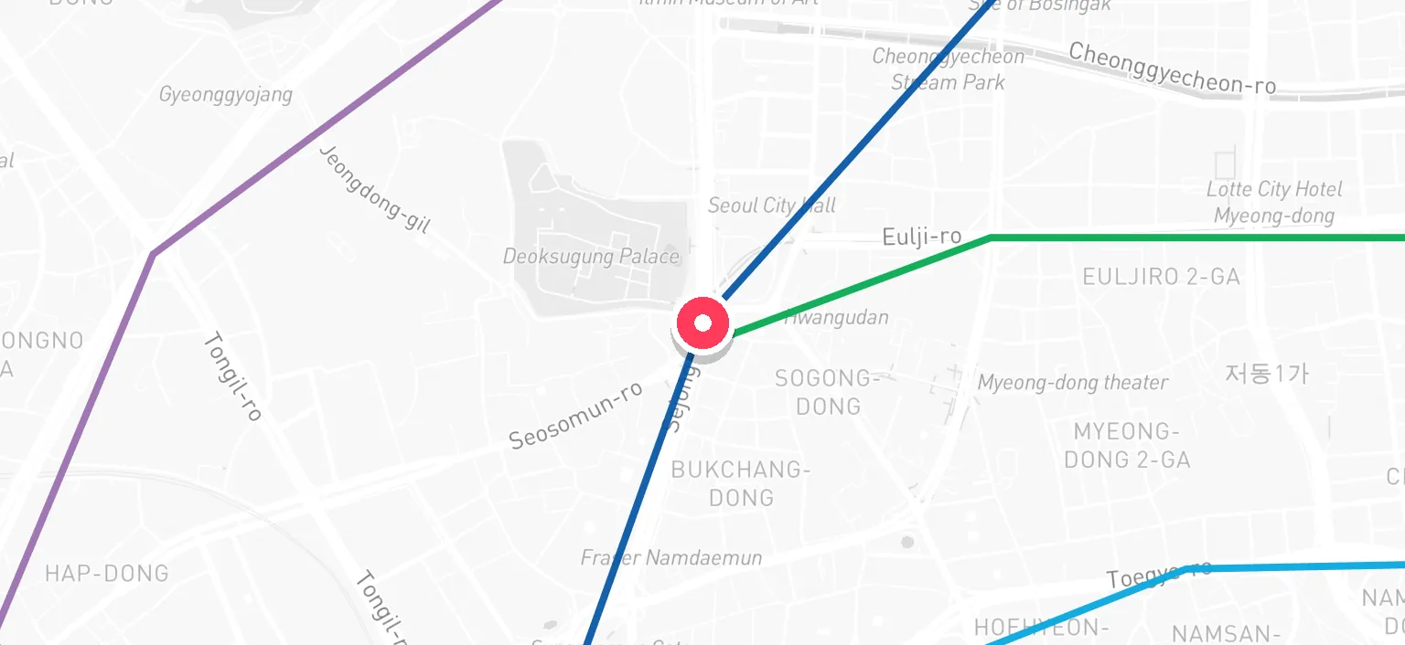 Map of City Hall Station and the surrounding streets