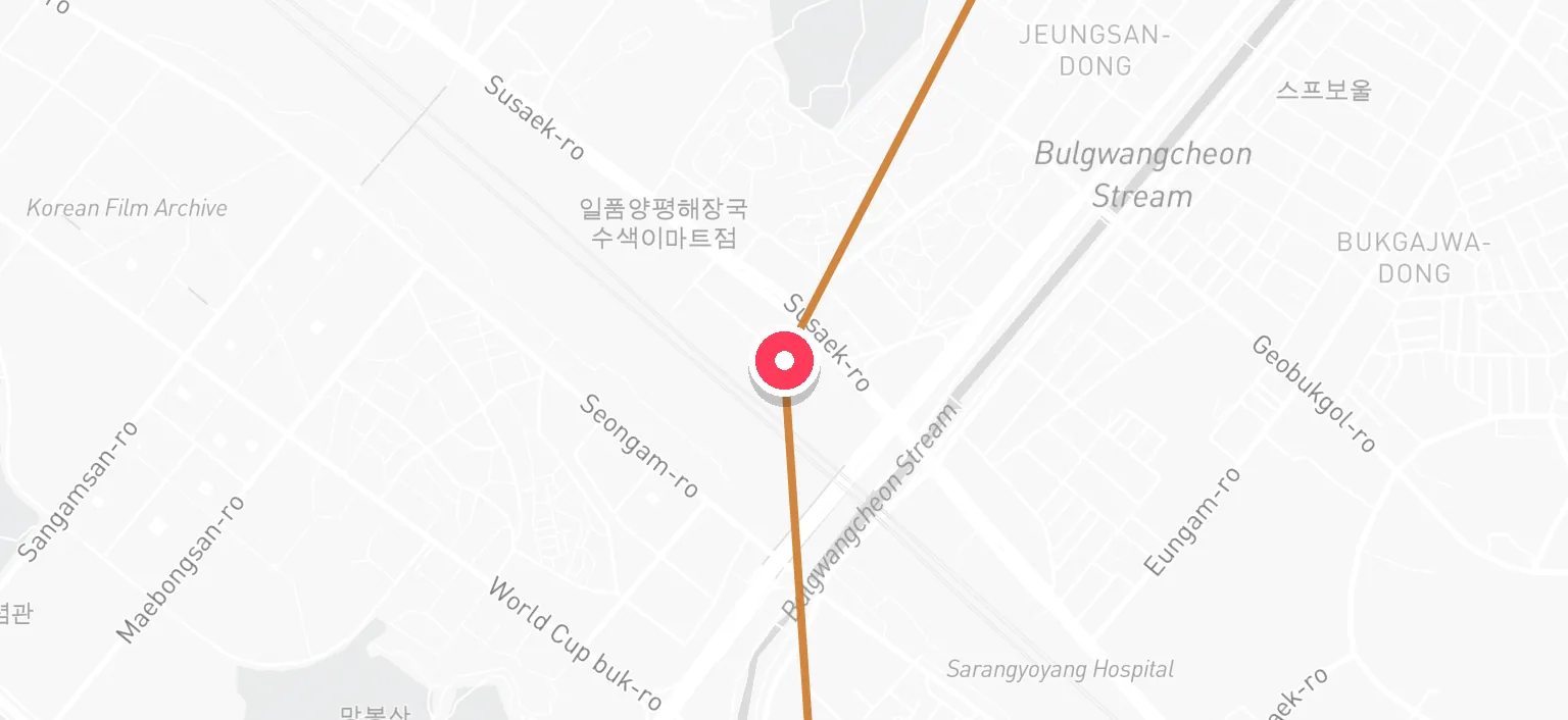 Map of Digital Media City Station and the surrounding streets