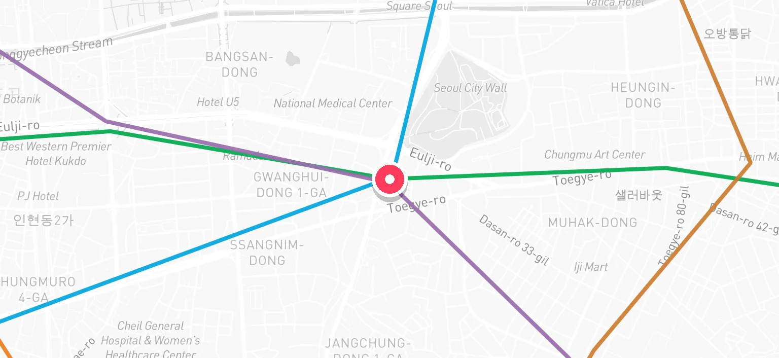 Map of Dongdaemun History & Culture Park Station and the surrounding streets