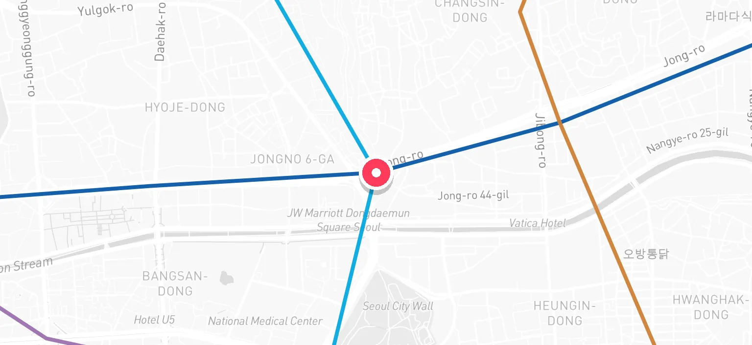 Map of Dongdaemun Station and the surrounding streets