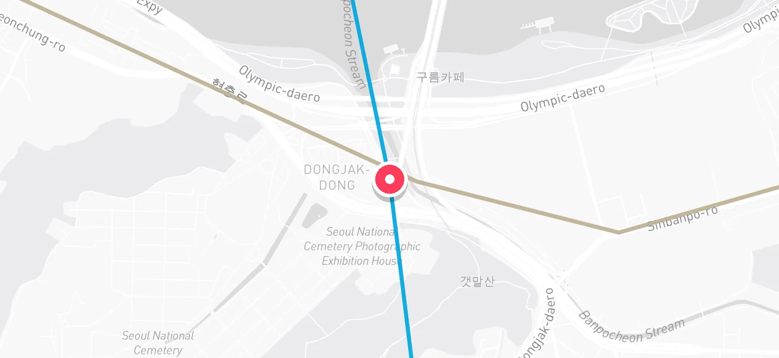 Map of Dongjak Station and the surrounding streets