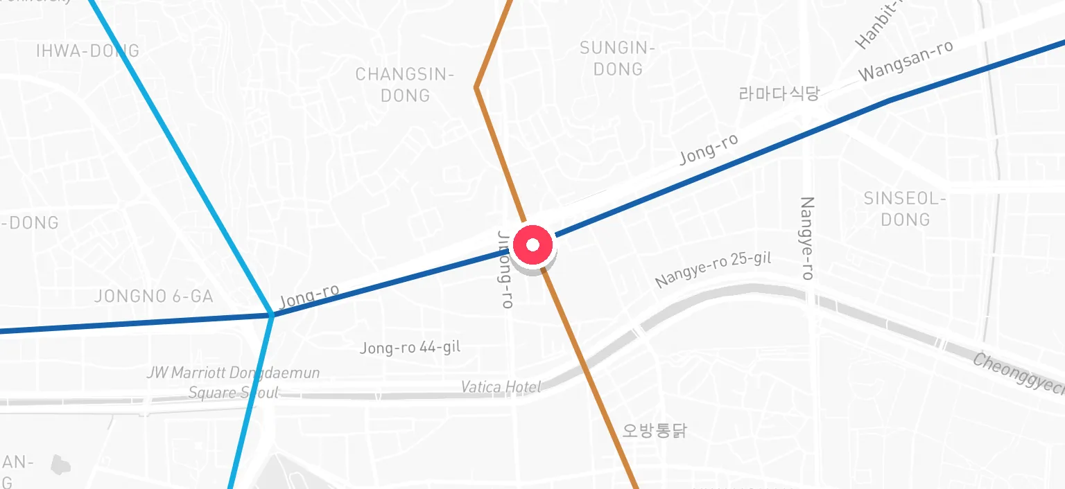 Map of Dongmyo Station and the surrounding streets