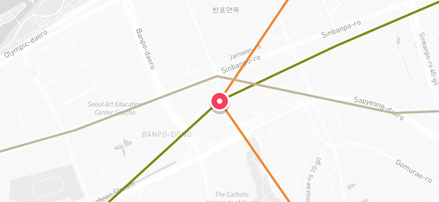 Map of Express Bus Terminal Station and the surrounding streets
