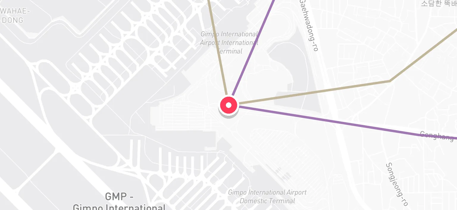 Map of Gimpo Int'l Airport Station and the surrounding streets