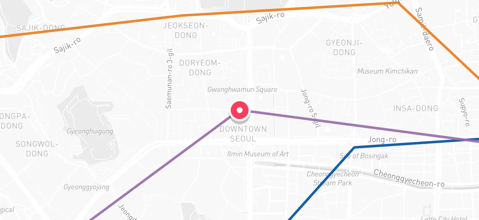 Map of Gwanghwamun Station and the surrounding streets