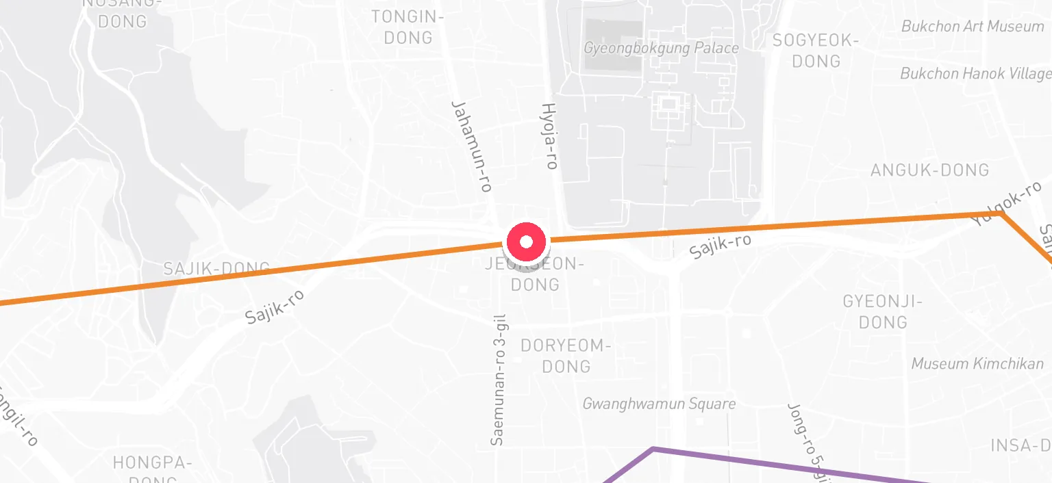 Map of Gyeongbokgung Station and the surrounding streets