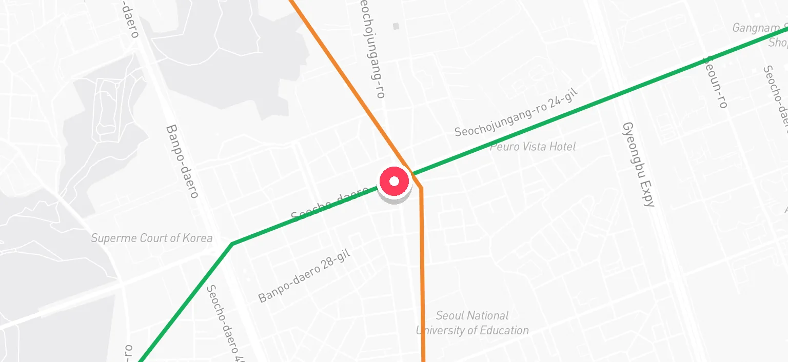 Map of Seoul Nat'l Univ. of Education Station and the surrounding streets