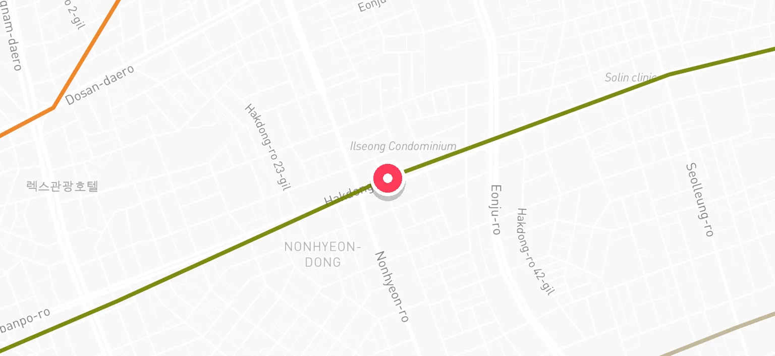 Map of Hak-dong Station and the surrounding streets