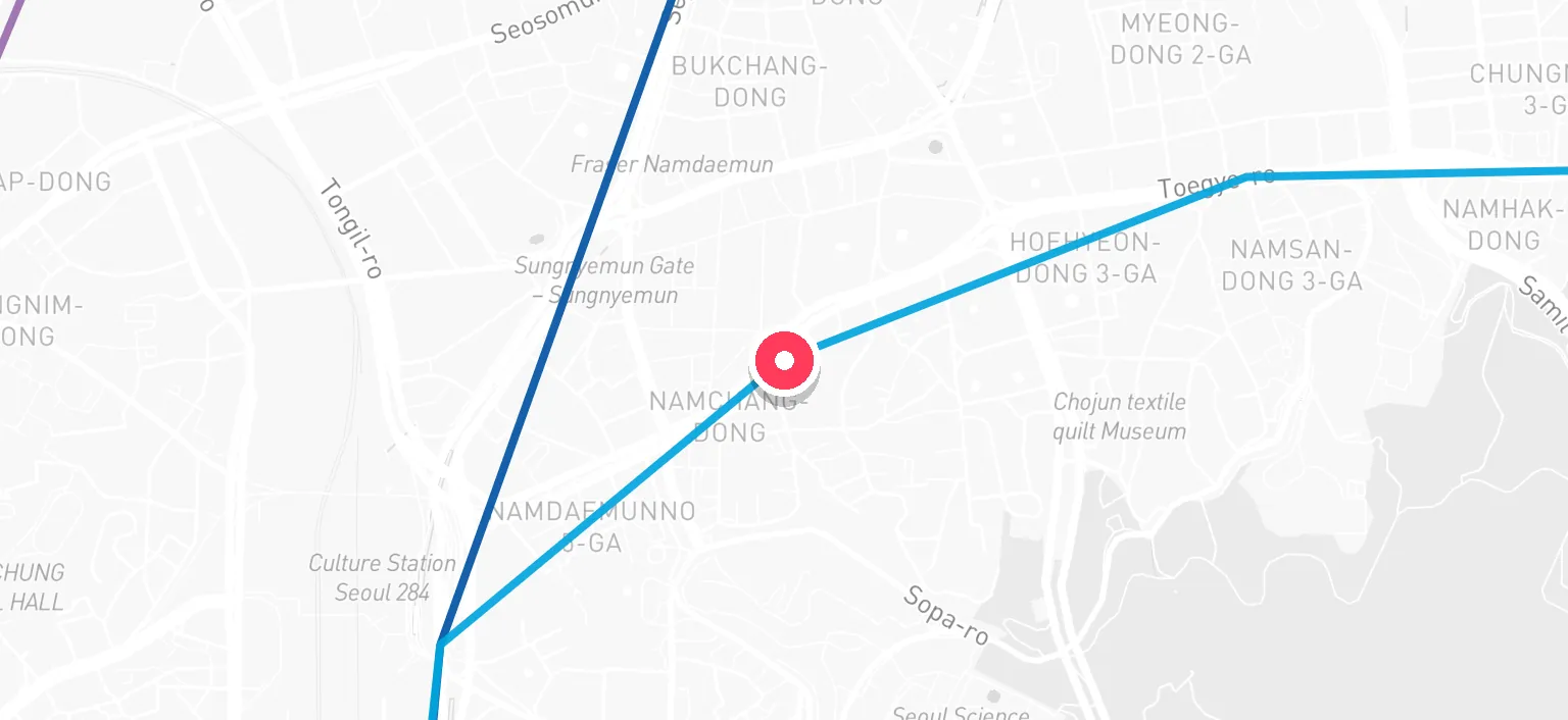 Map of Hoehyeon Station and the surrounding streets