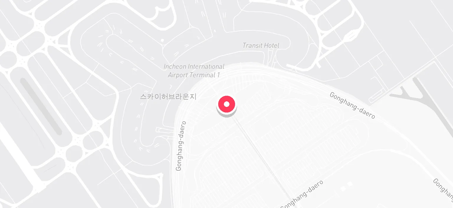 Map of Incheon Int'l Airport T1 Station and the surrounding streets