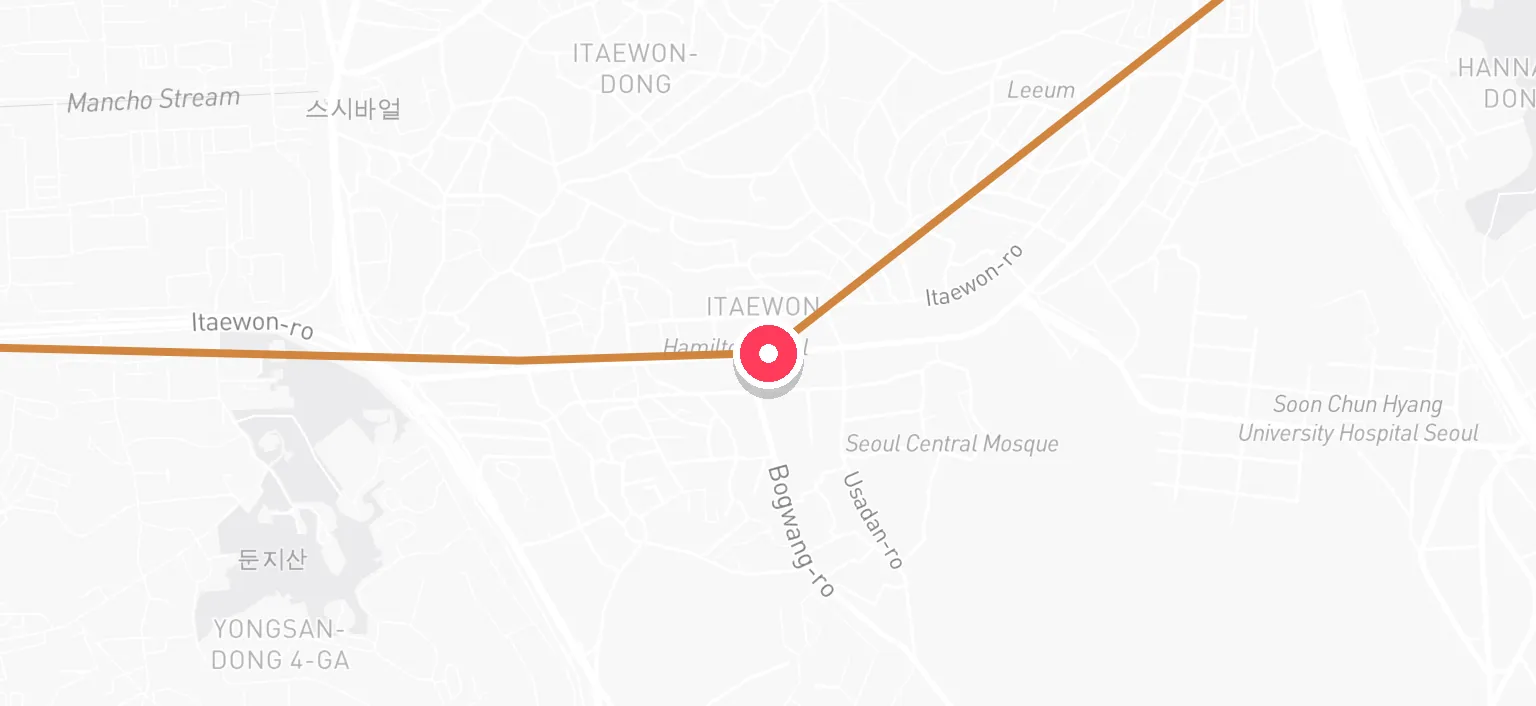 Map of Itaewon Station and the surrounding streets