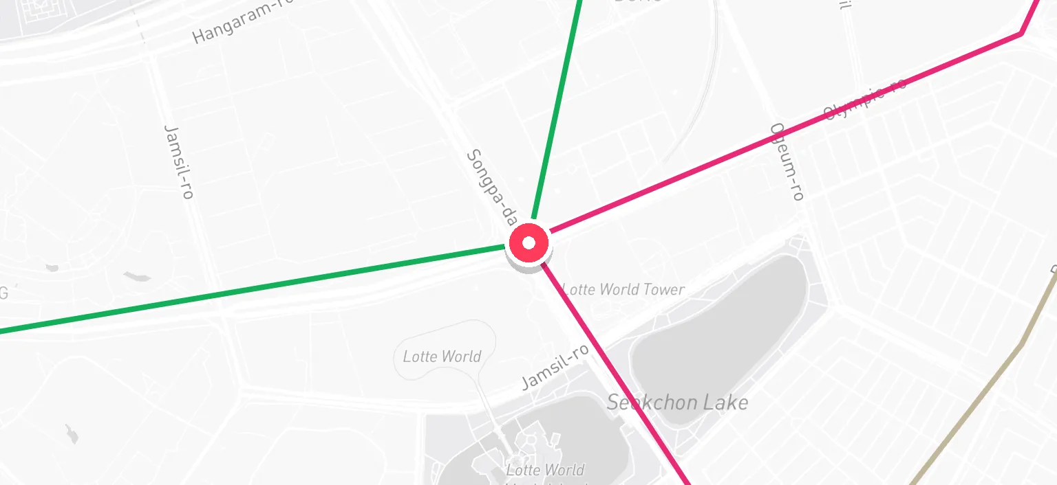 Map of Jamsil Station and the surrounding streets