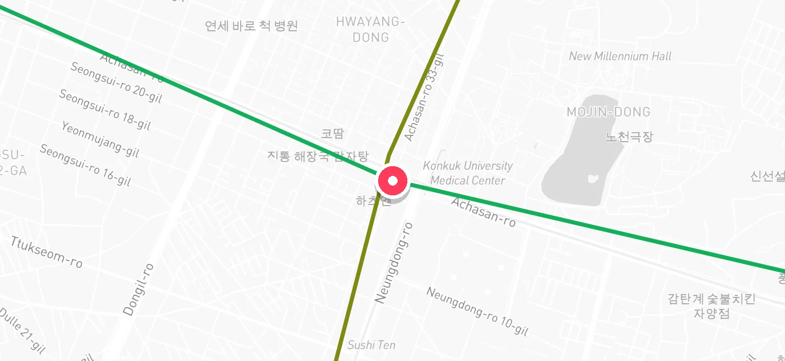 Map of Konkuk Univ. Station and the surrounding streets