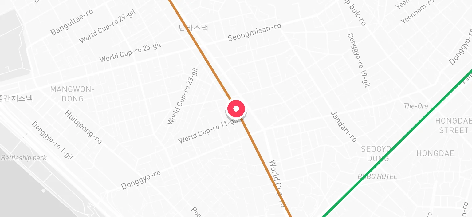 Map of Mangwon Station and the surrounding streets