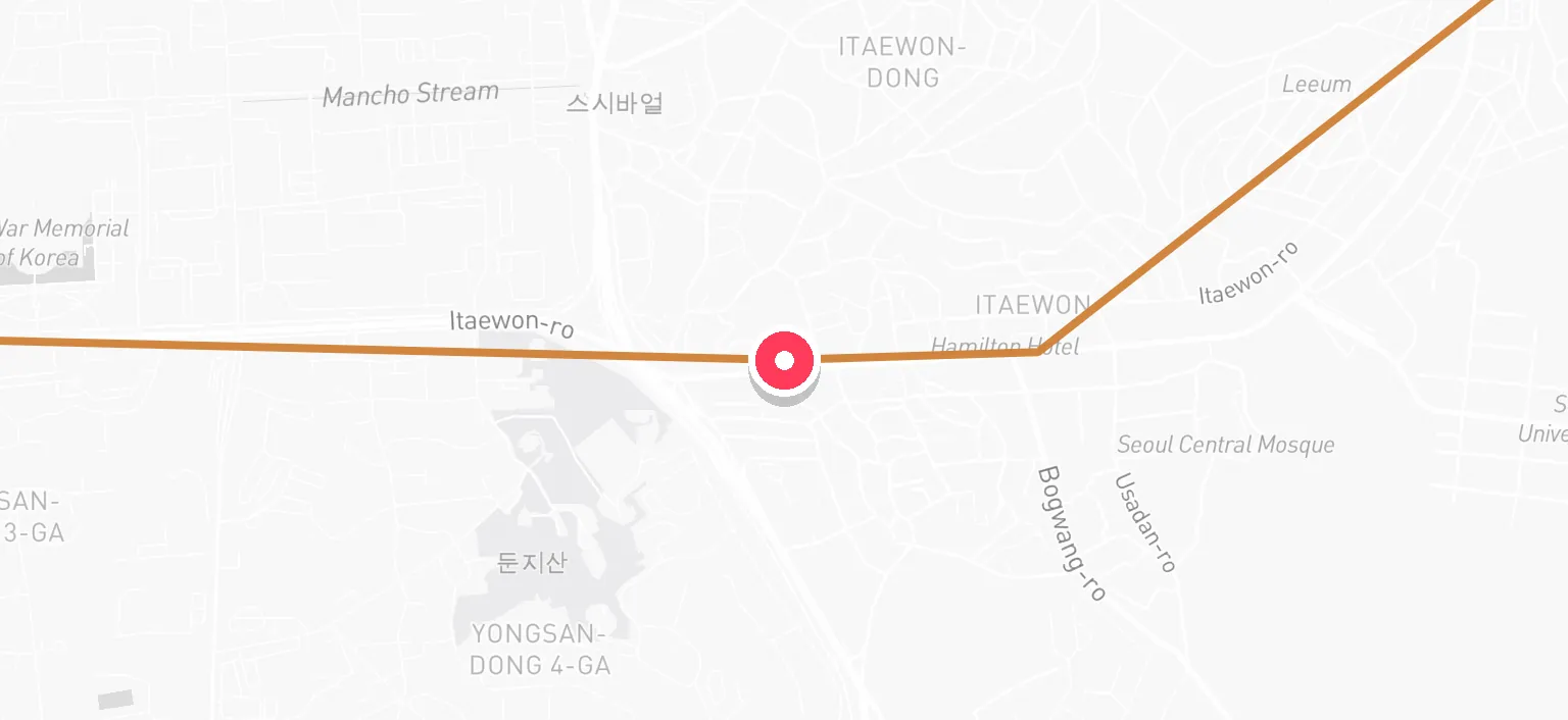 Map of Noksapyeong Station and the surrounding streets