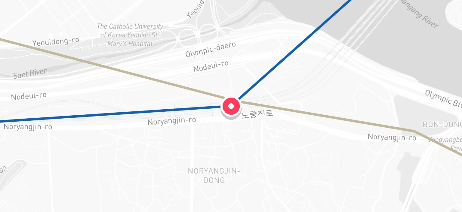 Map of Noryangjin Station and the surrounding streets