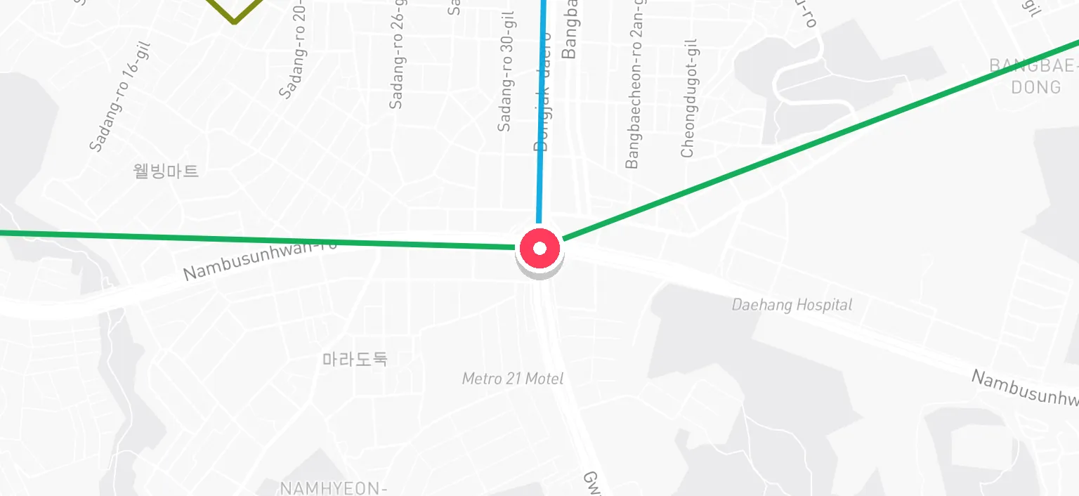 Map of Sadang Station and the surrounding streets