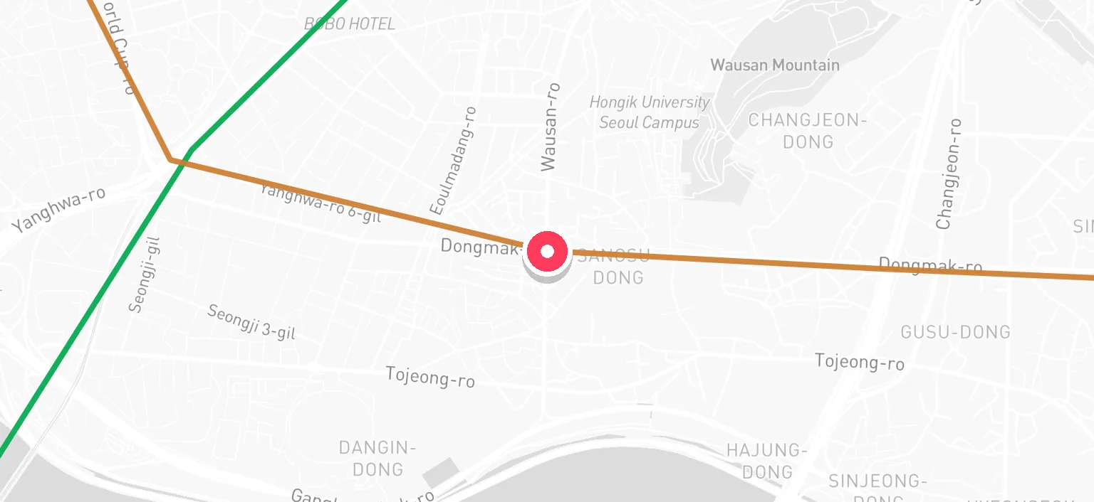Map of Sangsu Station and the surrounding streets