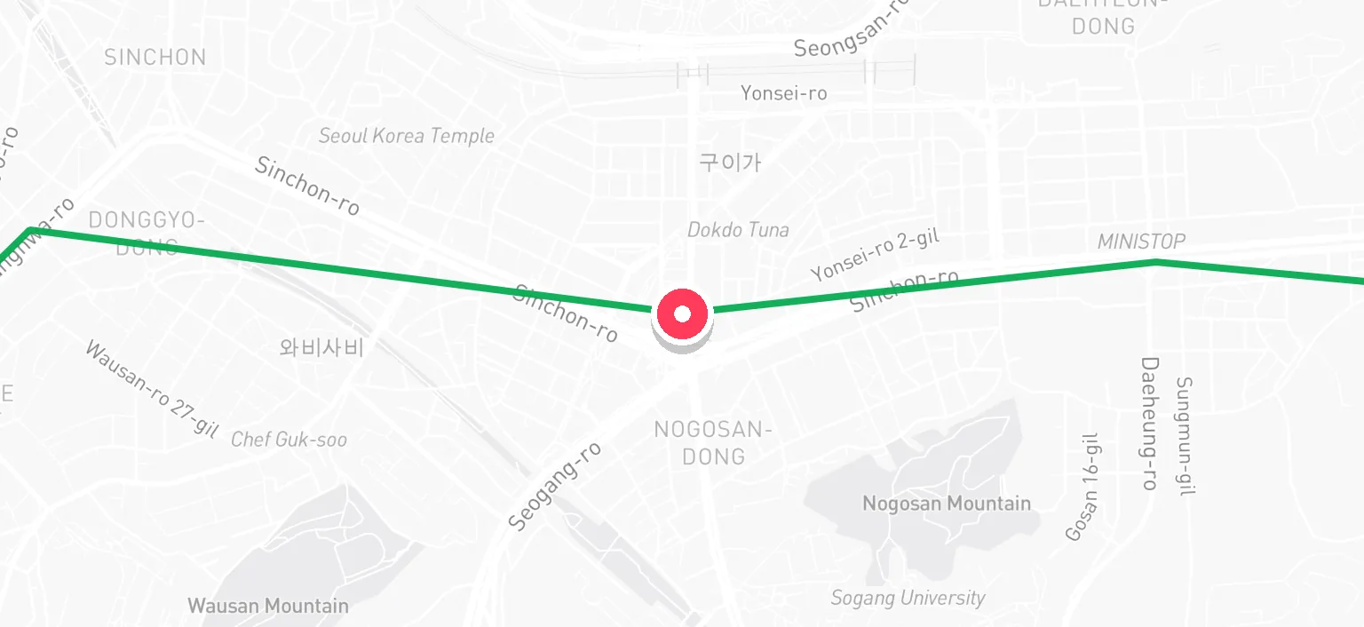 Map of Sinchon Station and the surrounding streets