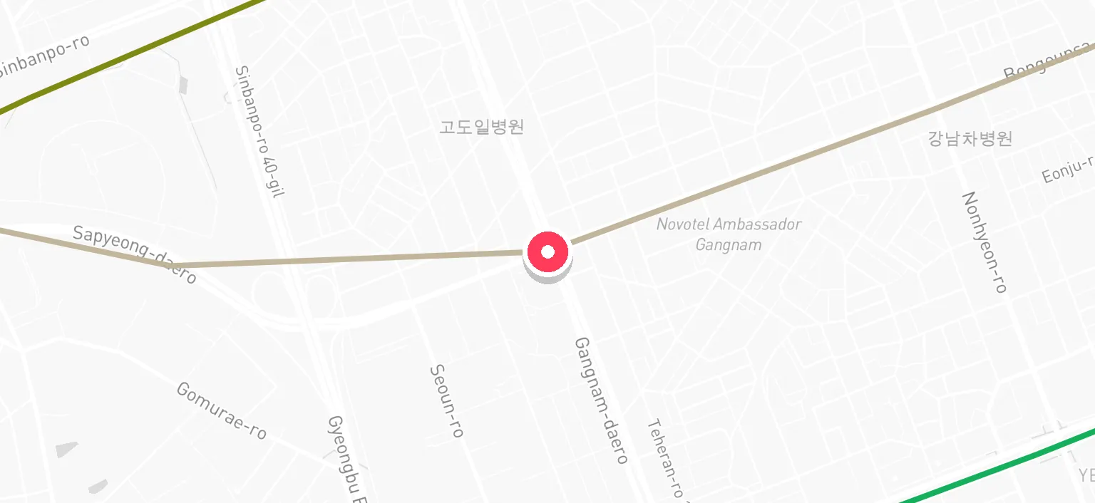 Map of Sinnonhyeon Station and the surrounding streets
