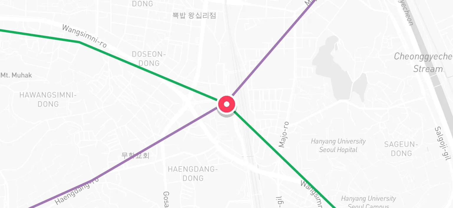 Map of Wangsimni Station and the surrounding streets