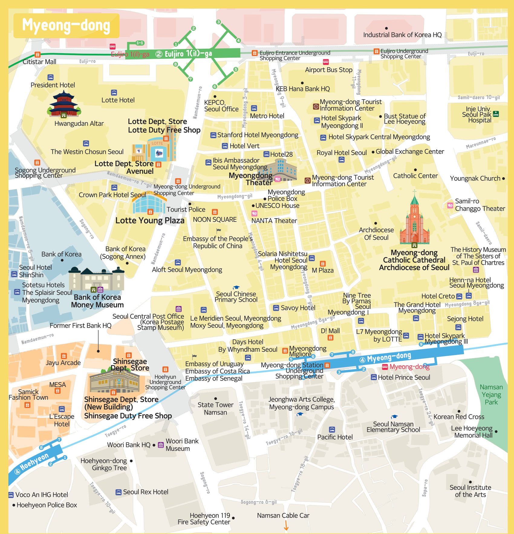 Myeong-dong map, Myeong-dong