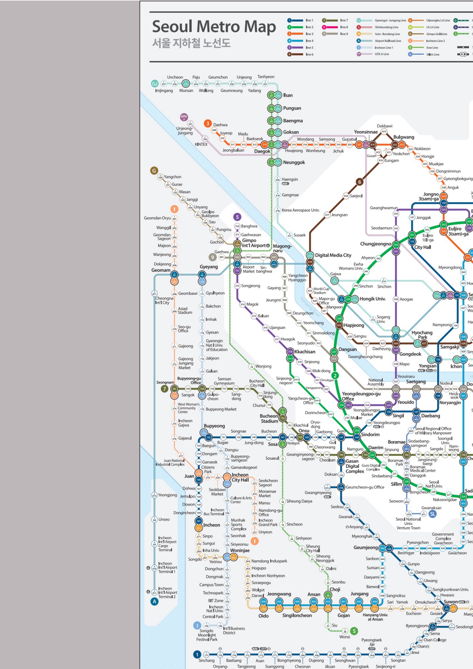Seoul Metropolitan Subway tourist map, West